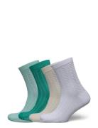 Sock High Ankle 4 P Soft Cable Green Lindex