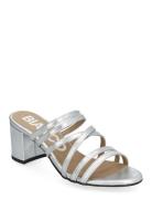 Biabelle High Heeled Mule Metallic Leather Silver Bianco