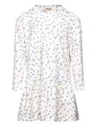 Dress L/S Gather Printed White Petit Piao