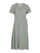 Vilovie S/S Wrap Midi Dress - Noos Green Vila