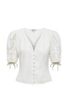 Onlcaro S/S But Linen Bl Top Cc Pnt White ONLY