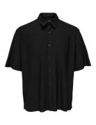 Onsboyy Life Rlx Recy Pleated Ss Shirt Black ONLY & SONS