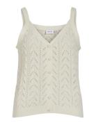 Vietti S/L V-Neck Pointelle Knit Singlet Cream Vila