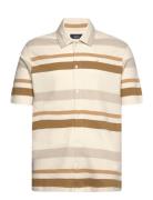 Calton Striped Structured Shirt S/S Cream Clean Cut Copenhagen