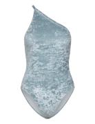 Asymmetric Velvet Swimsuit Blue Filippa K
