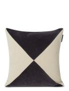 Patched Organic Cotton Velvet Pillow Cover Grey Lexington Home