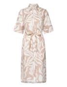 Rel Palm Print Linen Shirt Dress Beige GANT