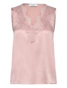 Jade Silk Top W/ Lace Pink Rosemunde