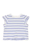 Ruffled Striped T-Shirt Blue Mango