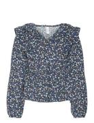 Vmfia Ls V-Neck Crop Top Wvn Girl Blue Vero Moda Girl