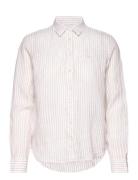 Reg Linen Stripe Shirt Cream GANT