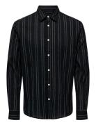 Onssweet Rlx Ls Striped Shirt Black ONLY & SONS