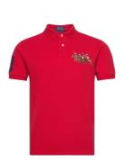 Custom Slim Fit Triple-Pony Polo Shirt Red Polo Ralph Lauren