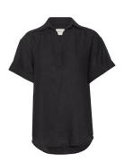 Rel Linen Popover Ss Shirt Black GANT