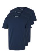 Slhroland Ss O-Neck Tee 3-Pack Noos Navy Selected Homme