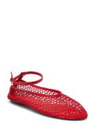 Mesh Ballet Flats With Strap And Buckle Red Mango