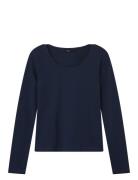 Nlfnove Ls Deep O-Neck Short Top Navy LMTD