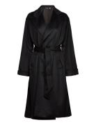 Peak-Lapel Wool-Blend Wrap Coat Black Polo Ralph Lauren