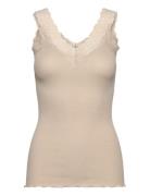 Organic Top W/ Lace Beige Rosemunde