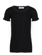 Silk T-Shirt W/ Lace Black Rosemunde Kids