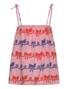 Ribbon Bow All Over Woven Top Pink Bobo Choses