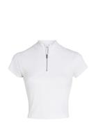 Variegated Rib Half Zip Top White Calvin Klein Jeans