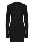 Variegtaed Rib Half Zip Ls Dress Black Calvin Klein Jeans