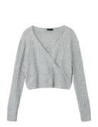 Nlfstidet Ls Crop Wrap Knit Grey LMTD