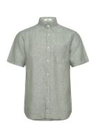 Reg Linen Ss Shirt Green GANT