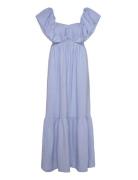 Emilie Frill Detailed Linen Blend Maxi Dress Blue Malina