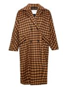 Slfnew Element Wool Coat B Check Curve Brown Selected Femme