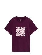 T-Shirt Crew Neck Artwork Burgundy Tom Tailor