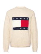 Tjm Reg Melange Flag Sweater Cream Tommy Jeans