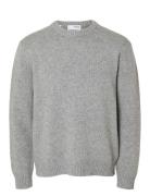 Slhcody Ls Knit Relaxed Crew Neck Noos Grey Selected Homme