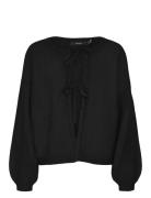 Vmbow Ls O-Neck Tie Cardigan Ga Black Vero Moda