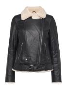 Bea Shearling Leather Biker Black Jofama