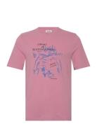 Linen Blend Front Artwork T-Shirt Pink Scotch & Soda