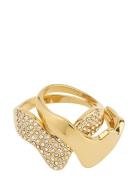 Connect Recycled 2-In-1 Set Crystal Rings Gold Pilgrim