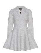 Lexter Mini Volume Knit Dress Grey Bardot