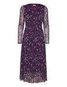 Printed Mesh Dress Purple Tom Tailor