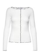 Long-Sleeved T-Shirt With Decorative Seams White Mango