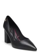 Block Heel Pointed Pump Leather Black Tommy Hilfiger