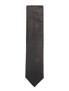 Structured Linen Blend Tie 7 Cm Grey Lindbergh Black