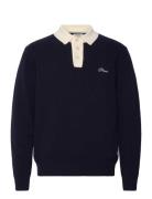 Logo Navy Wool Knit Polo Navy Pompeii