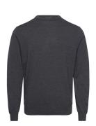 100 % Merino Crew Neck Knit Grey Lindbergh Black