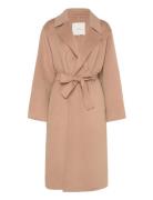 Ls Df Wool Long Wrap Coat Beige Calvin Klein