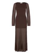 Haisley Sheer Knitted Maxi Dress Brown Malina