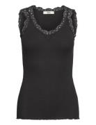 Rmwbalta Sl Regular V-Neck Top Black RM By Rosemunde