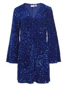 Vibarina Wide Sleeve Glitter Dress Blue Vila