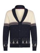 Xmas Shawl Collar Cardigan Navy Lindbergh